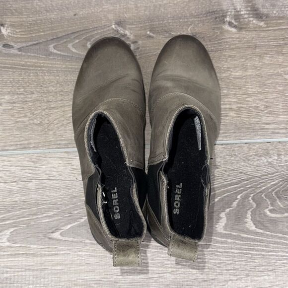 Sorel Emelie Chelsea Waterproof Quarry Leather Womens Sz 6.5 Pull On Ankle Boot - Picture 5 of 10